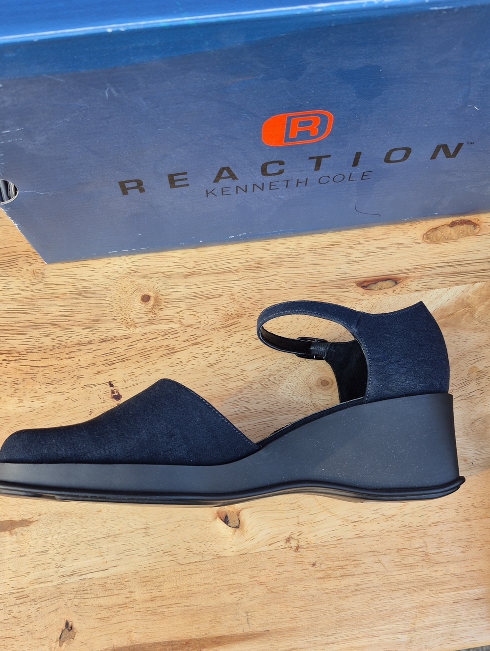 Kenneth Cole Reaction 7.5 Blue Platform Wedge Mary Jane - New - Picture 7 of 11